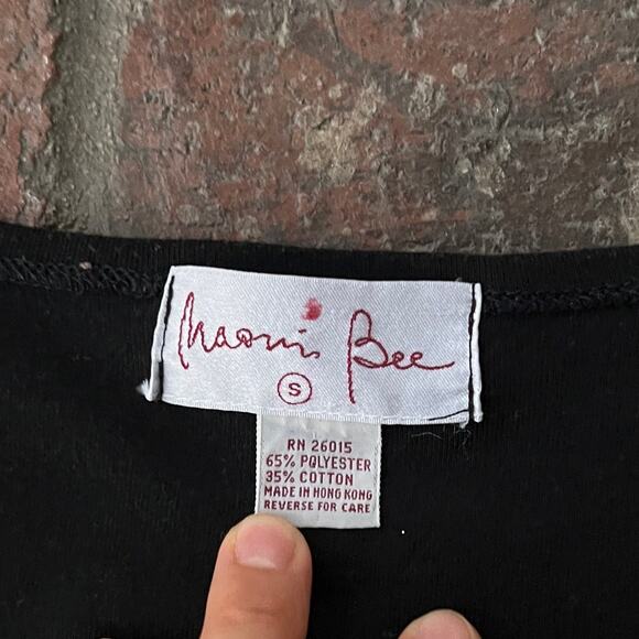 Vintage Naomi Bee Beaded T-Shirt Embellished S Black Short Sleeve - Picture 2 of 3